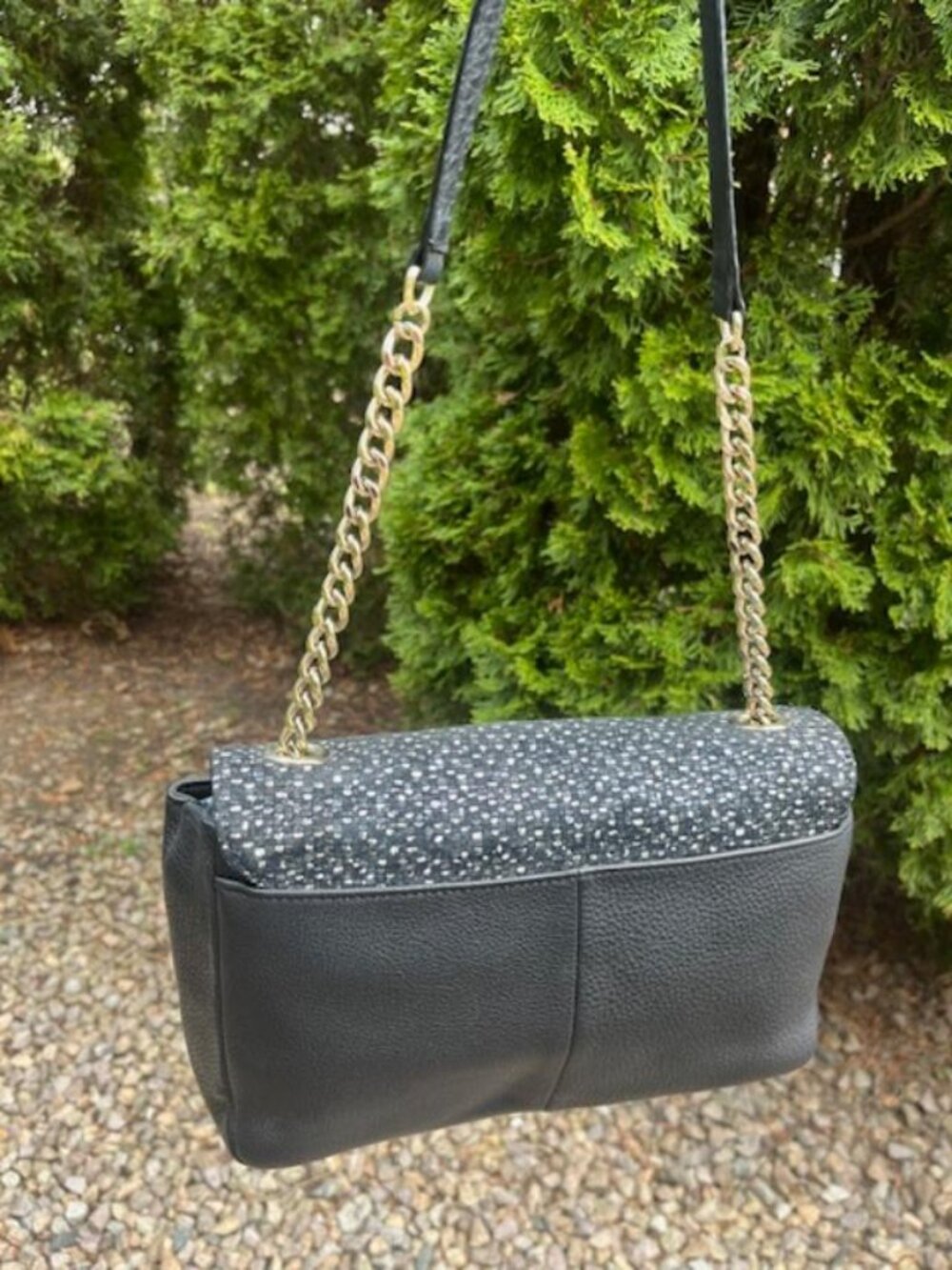 Karl Lagerfeld Paris Tweed Shoulder Bag EUC 12 x 8 - Picture 2 of 7
